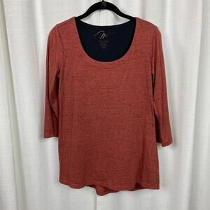 Miraclebody by Miraclesuit 3/4 Sleeve Heathered Pink Red Top Sz.S